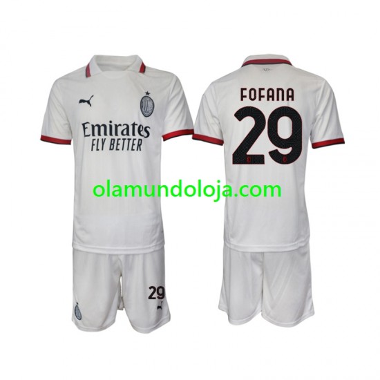 Camisola AC Milan Fofana 29 Criança Equipamento Segundo 2024-2025 Manga Curta